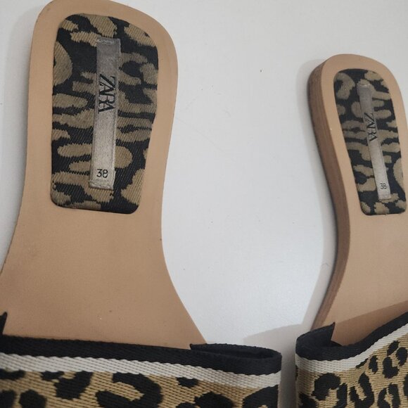ZARA Leopard Print Y2K Style Slide Sandals Women's Size 7.5 - Picture 4 of 10